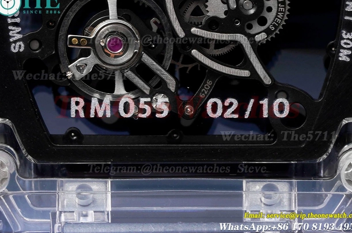 on strap  Dial RM055 Skeleton Transparent Transparent Rubber Sonic Clone  RMUL2 0208